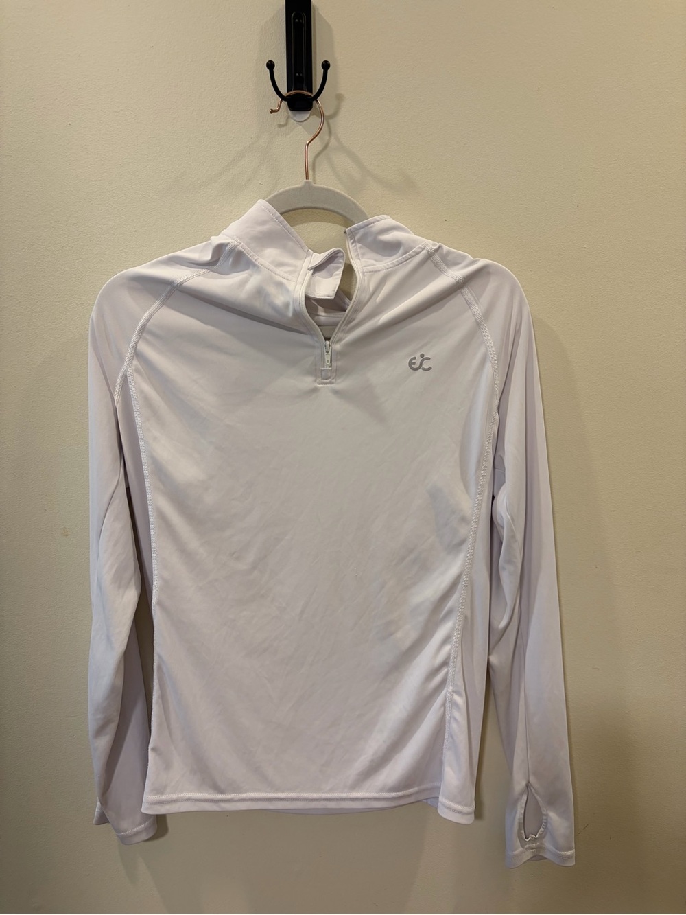 Women’s White Long-Sleeve Swim Performance Jacket with Quarter Zip